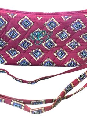 Vera Bradley Quilted Magenta Crossbody with Blue Diamond Motif